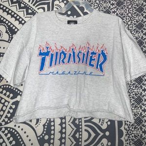 SOLD** Light Gray Thrasher Crop Too